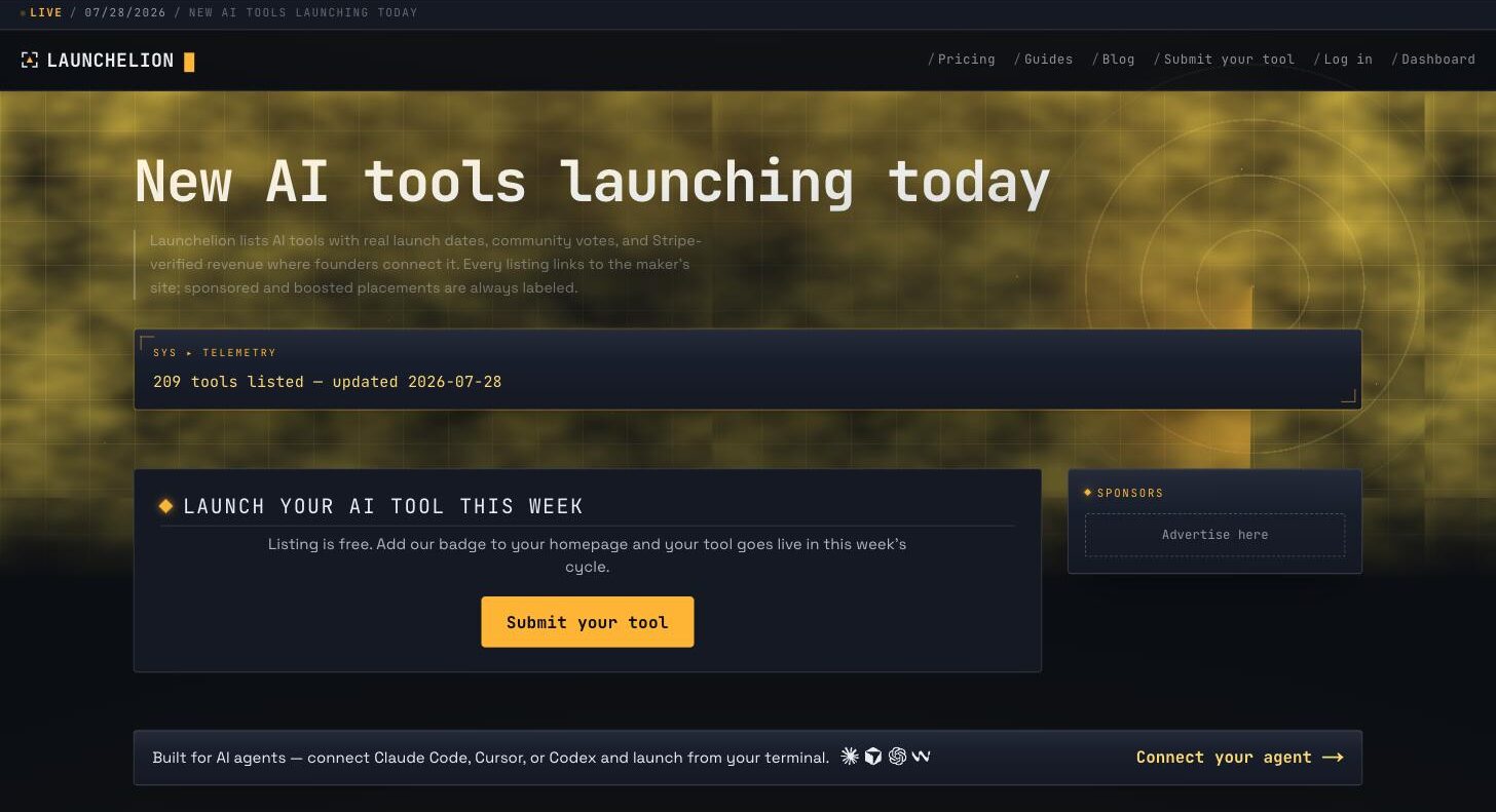 Launchelion, an install-the-badge launch leaderboard for AI tools